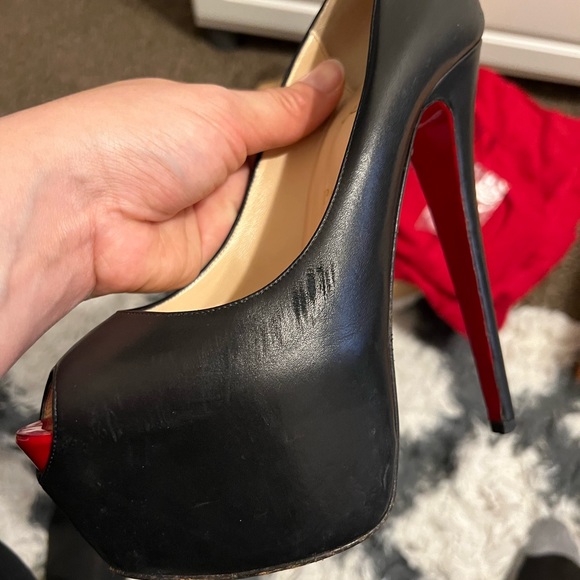 ✨Authentic✨ Christian Louboutin Black Patent Highness Open Toe Platform Heels - Picture 9 of 10